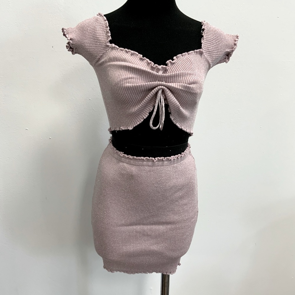 Glitter Ribbed Knit skirt set